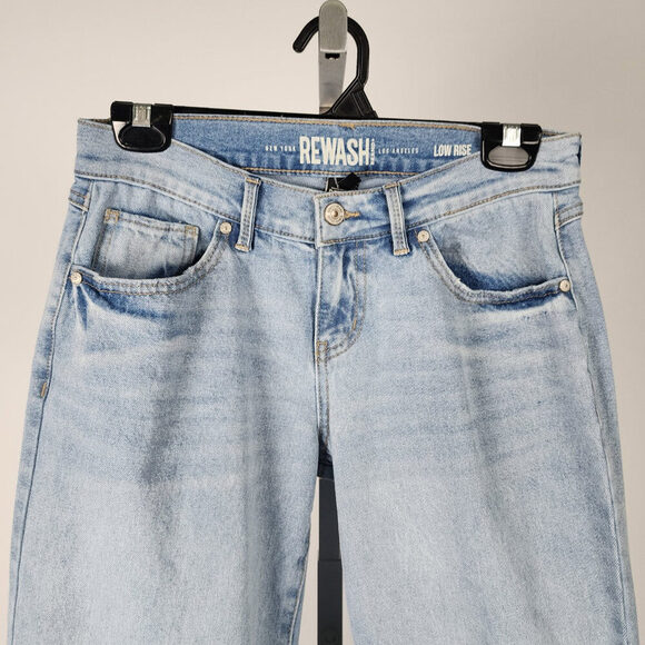 Rewash Mid Rise Light Wash Distressed Straight Leg Denim Jeans Size 3 - Picture 2 of 8
